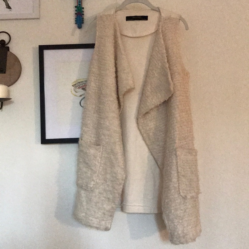 Zara longline faux sheepskin vest